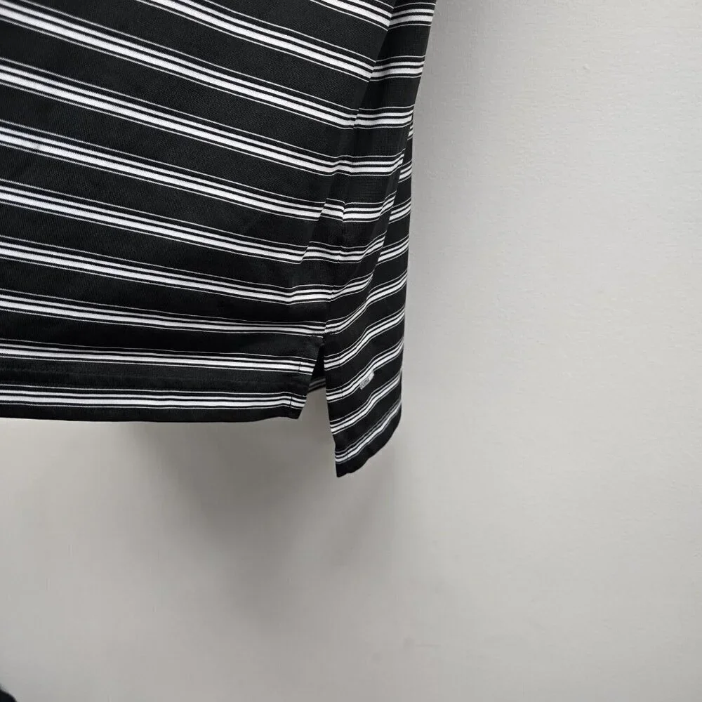 Adidas Climalite Golf Polo Shirt Black White Striped Mens Size XL Stretch